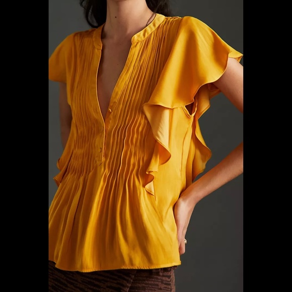 NWT Anthropologie Ruffled Pintucked Blouse - Picture 3 of 16